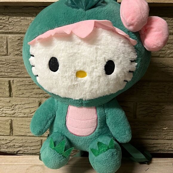 Plush hello kitty dress as dinosaur backpack purse - Picture 2 of 8
